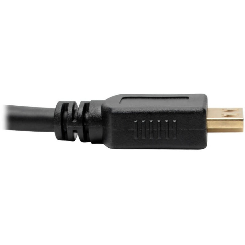 Close-up of gold-plated HDMI connector on Tripp Lite B126-1P0