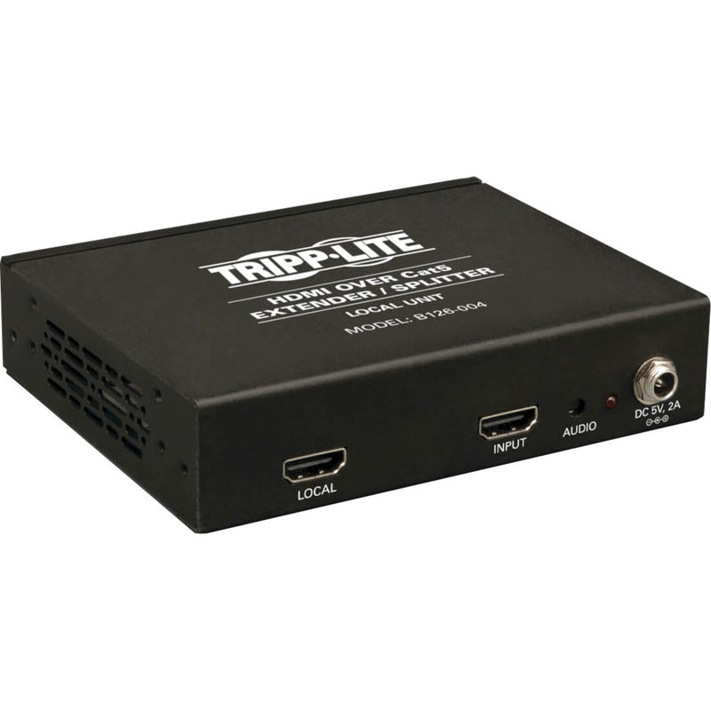 Front view of Tripp Lite B126-004 HDMI extender showing HDMI ports and power connection