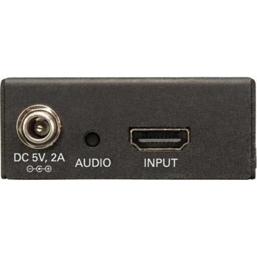 Rear panel view of B126-002 showing DC power, audio, and HDMI input ports