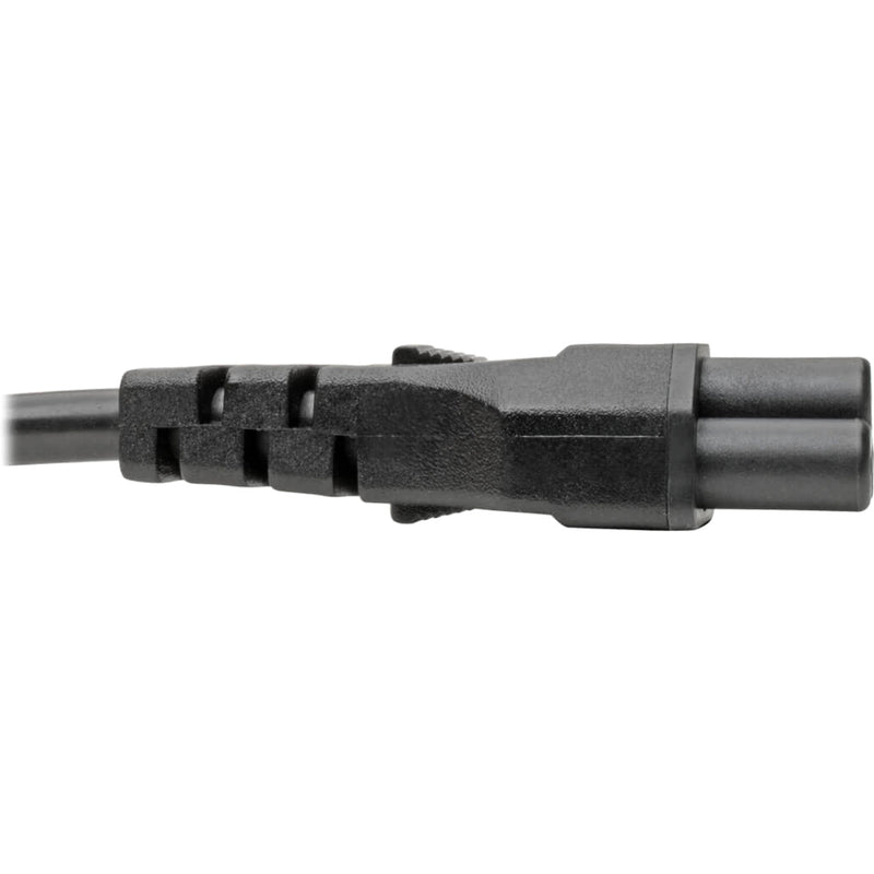 Close-up view of Tripp Lite P060-006 C5 connector showing construction details and strain relief