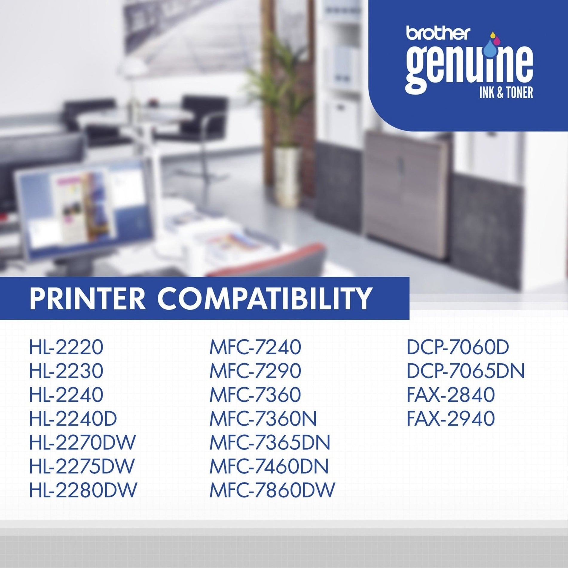 Office setting with list of compatible Brother printer models for TN420 toner-alternate-image4