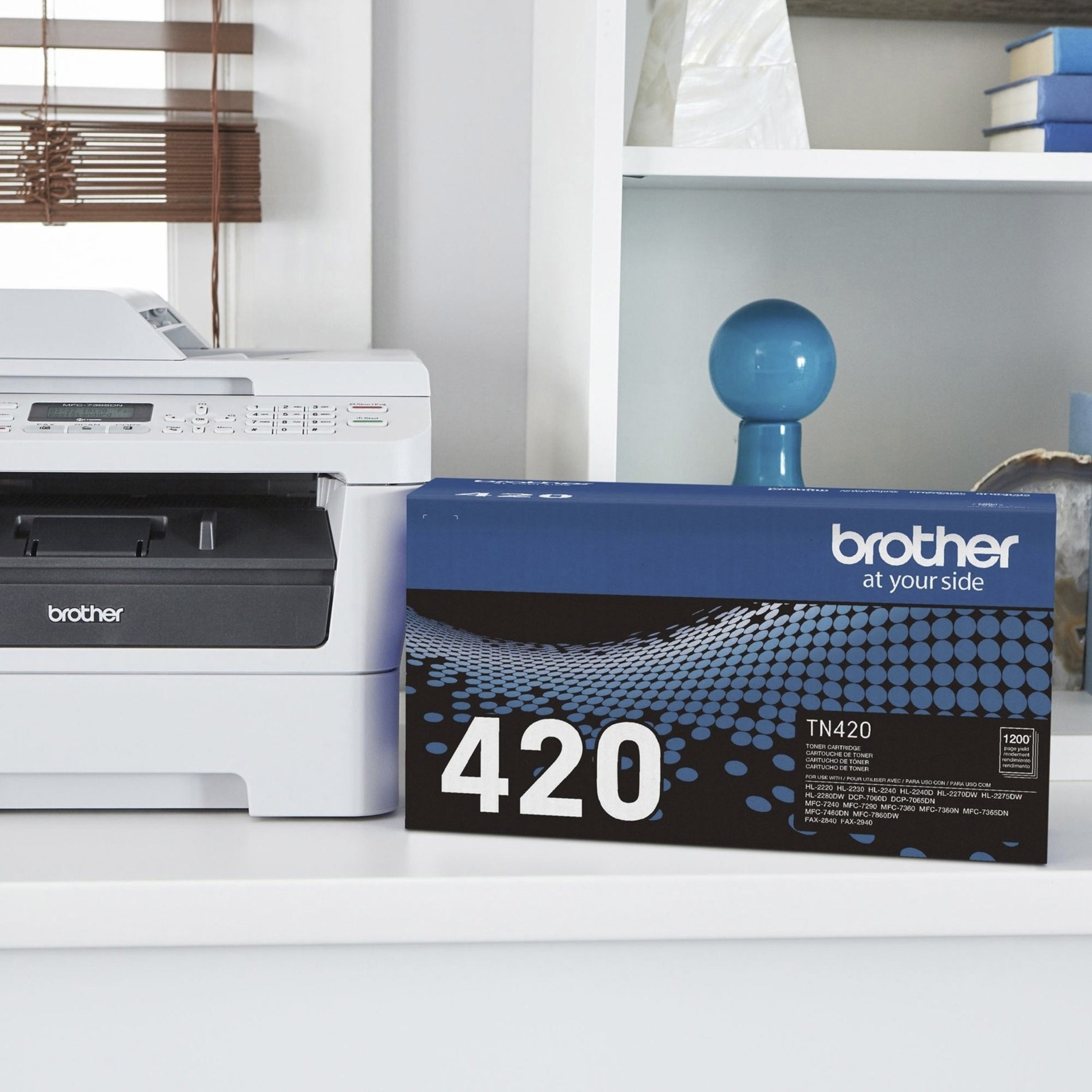 Brother printer with TN420 toner cartridge in office setting-alternate-image7