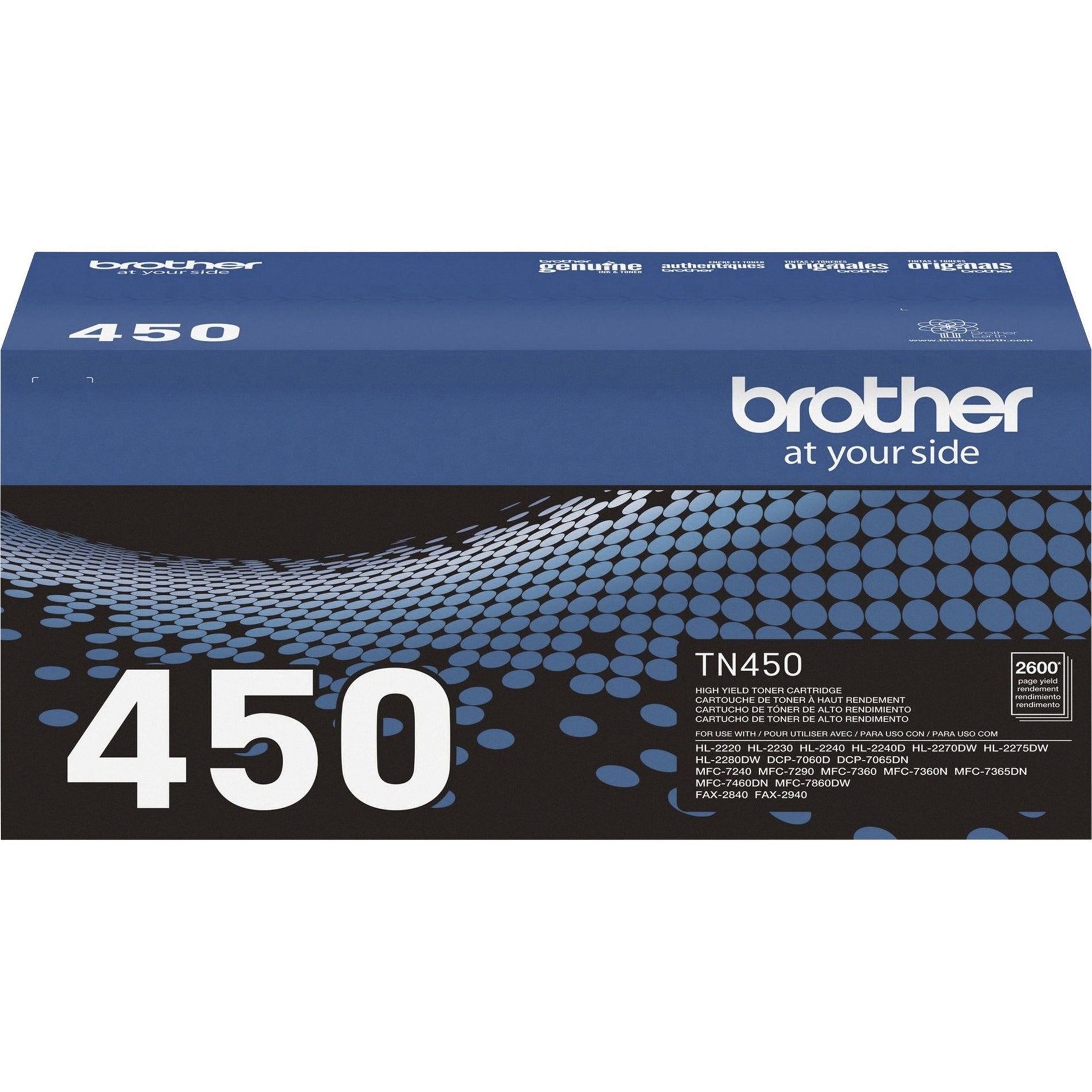 Broer TN450 Mono Laser Hoge Opbrengst Zwarte Tonercartridge Origineel 2600 Pagina's