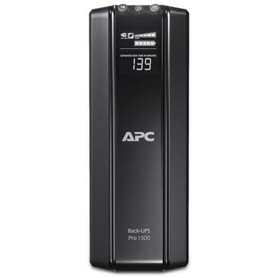 Side profile view of APC BR1500GI UPS showing sleek tower design