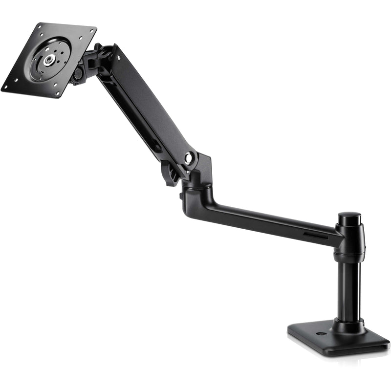 HP BT861AT Single Monitor Arm showing articulated design with multiple adjustment points and stable desk mount base