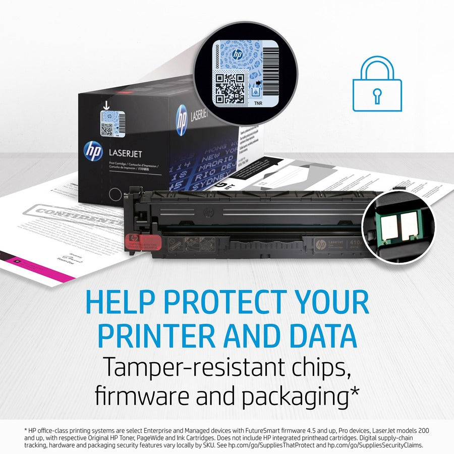 HP toner cartridge security features highlighting tamper-resistant chips and QR code validation-alternate-image3