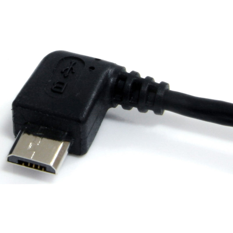 Detailed view of the left-angle Micro USB connector showing connector design