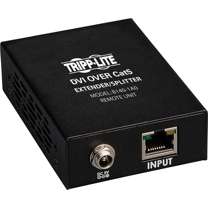 Front view of Tripp Lite B140-1A0 DVI over Cat5 Active Extender Remote Unit showing input ports and branding