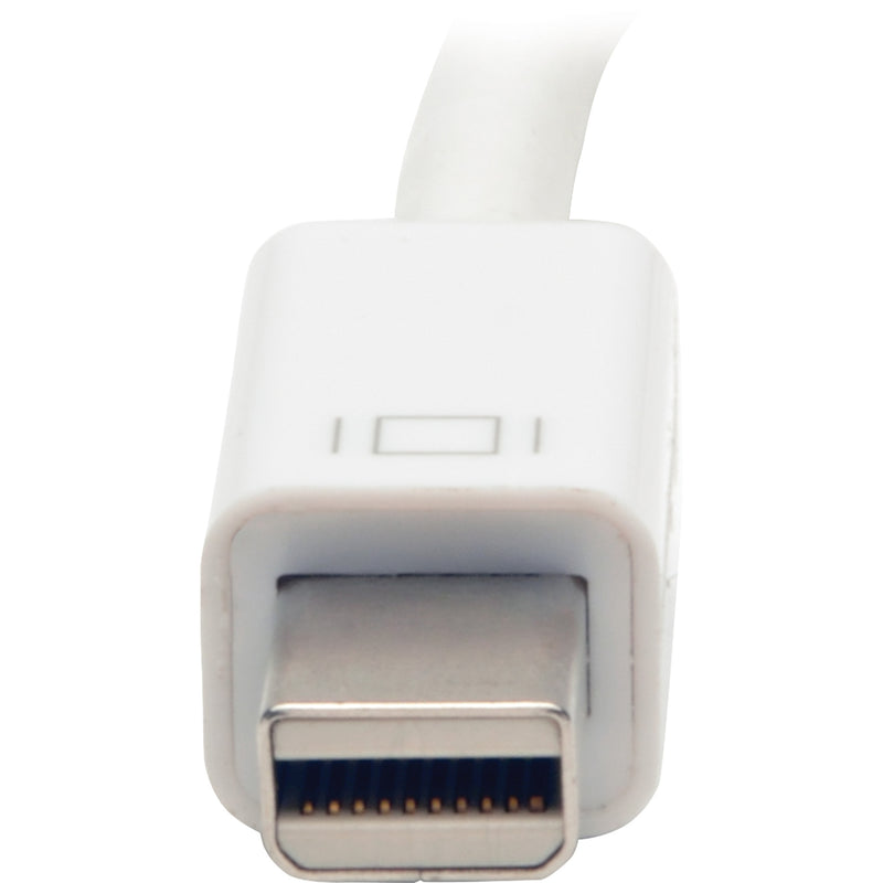 Close-up view of Mini DisplayPort connector showing gold-plated contacts