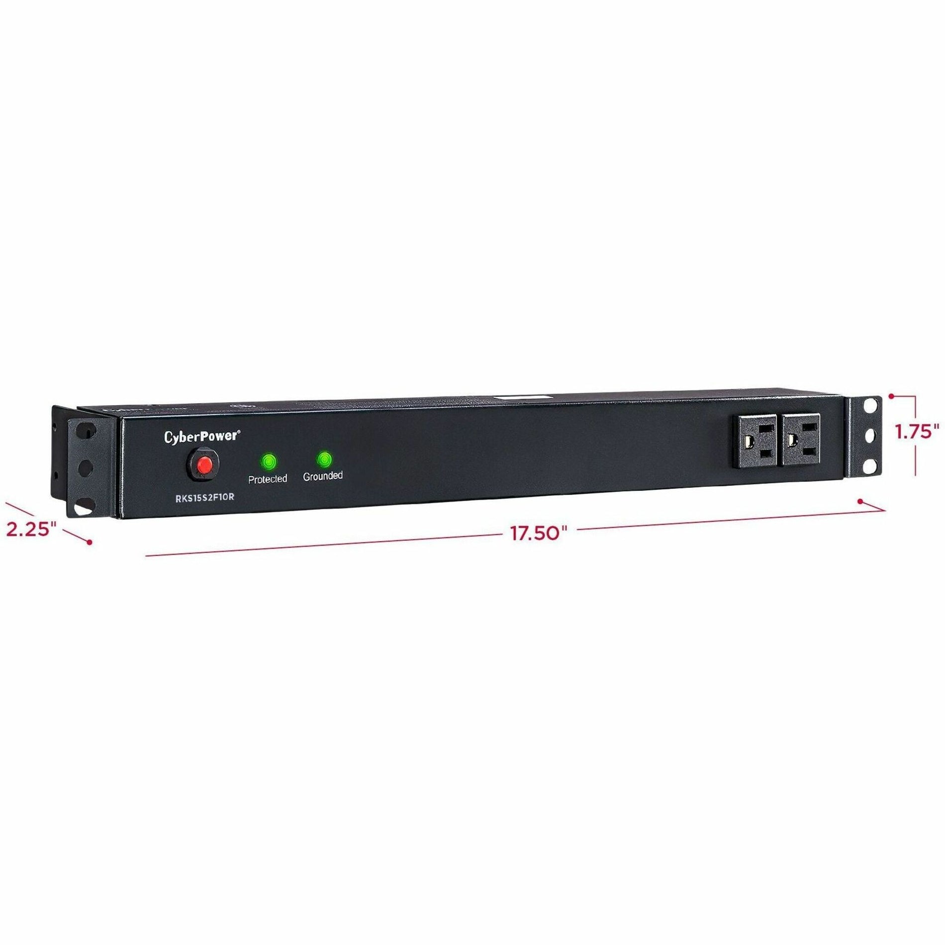 Dimensional specifications of CyberPower Rackbar surge protector-alternate-image3