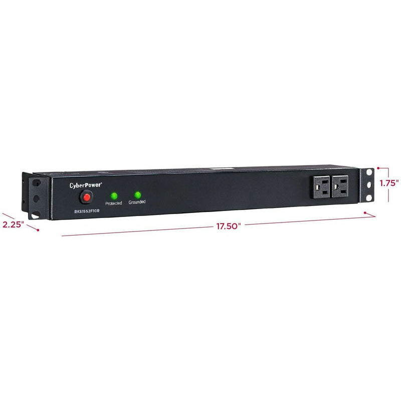 Dimensional specifications of CyberPower Rackbar surge protector