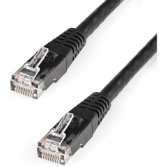 Cable de parcheo UTP Cat6 negro de 10 pies StarTech.com C6PATCH10BK verificado por ETL velocidad de transferencia de datos de 10 Gbit/s conectores chapados en oro.