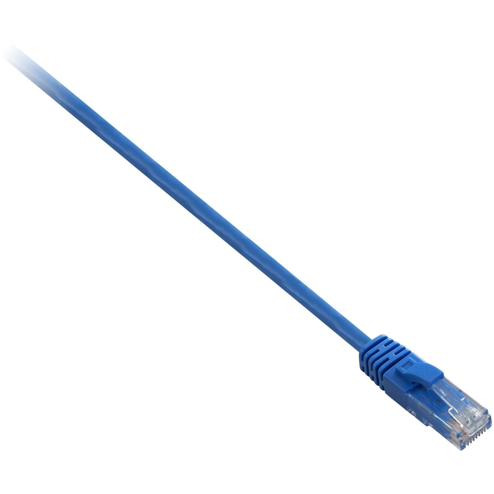 V7 V7N2C6-07F-BLUS 蓝色 猫6 无屏蔽 (UTP) 电缆 RJ45 公对 RJ45 公 2米 6.6英尺，成型，串扰保护，降噪，应变减轻，防卡扣，无卡扣，电磁干扰/射频保护 V7品牌