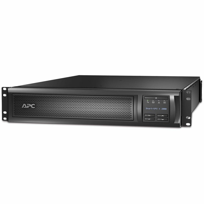 Front view of APC Smart-UPS X 2000VA rack-mount UPS showing LCD display and mesh front panel