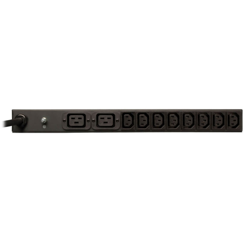 Detailed view of Tripp Lite PDU outlet configuration and spacing