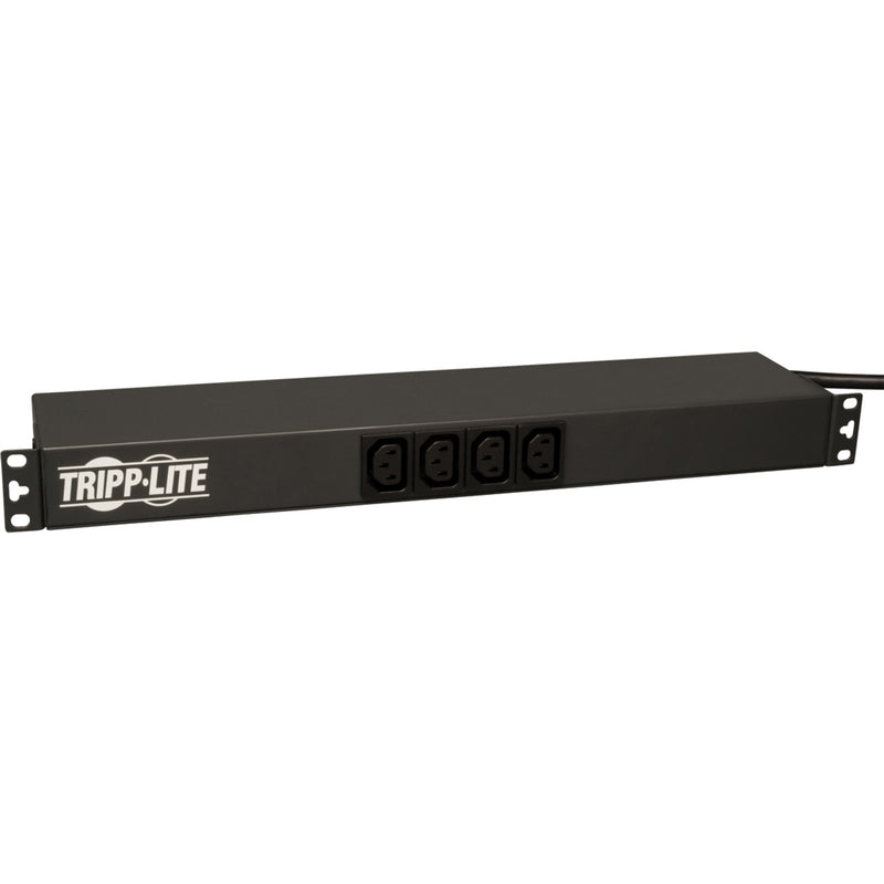 Angled view of Tripp Lite PDU showing robust construction and outlet arrangement