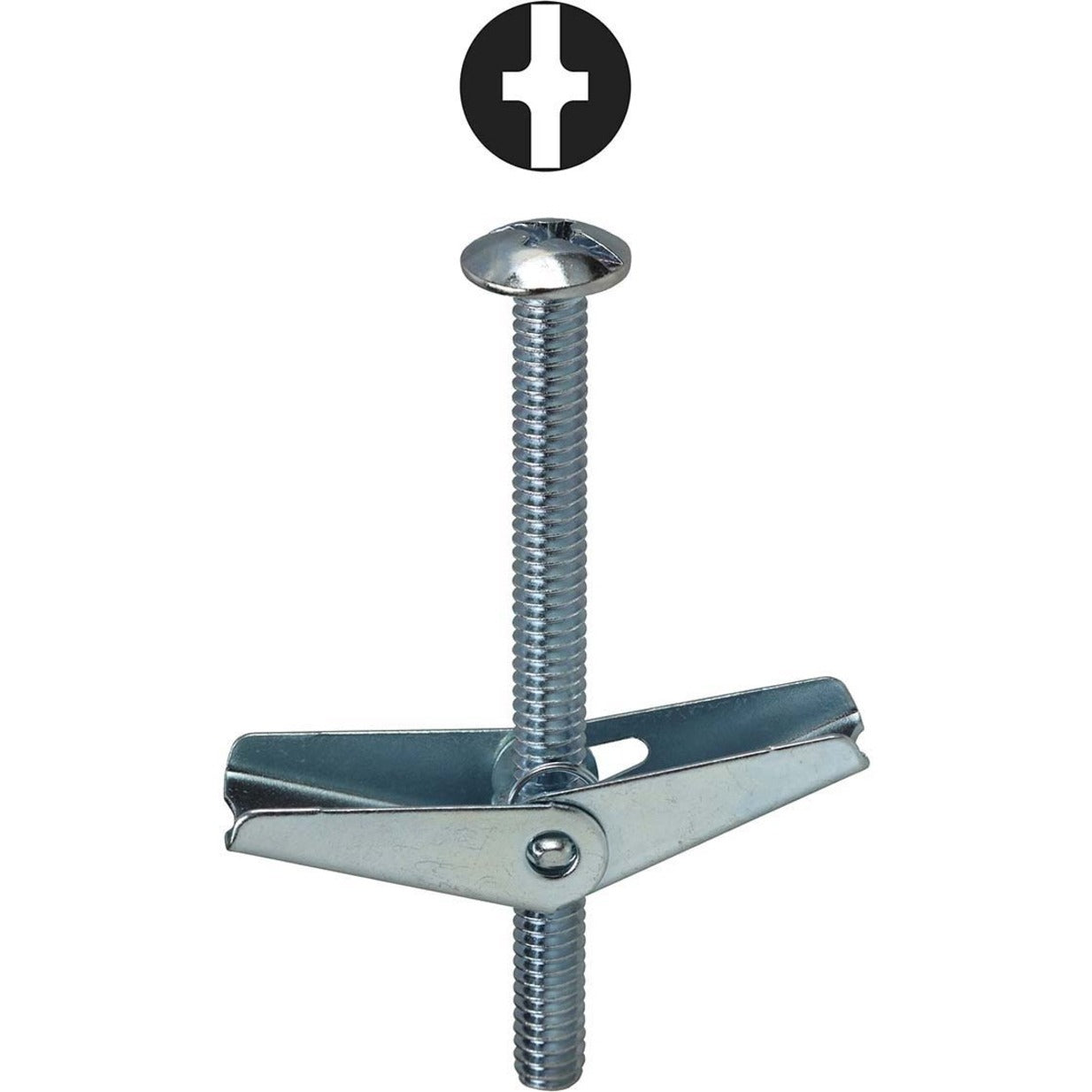 Dottie TBC82 Bolt, Zinc Plated Mushroom Head Toggle Bolt, 2" Length, 0.13" Diameter, Pack of 50