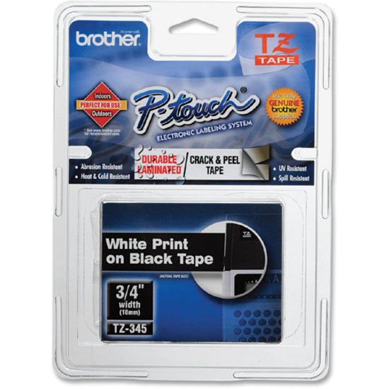 Brother TZE345 P-Touch Flat Surface Laminated Tape, Grime Resistant, Temperature Resistant, Grease Resistant