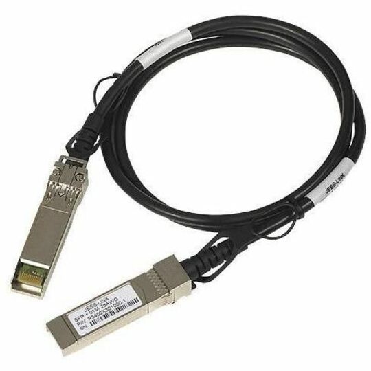 Netgear AXC763-10000S 10G SFP+ direct attach copper cable with metal connectors and black cable jacket, 9.84 feet length