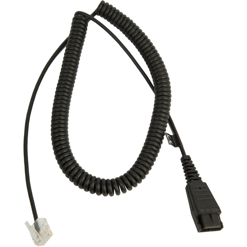 Jabra 8800-01-89 coiled cable with RJ-45 and Quick Disconnect connectors shown against white background