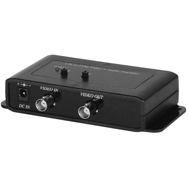 Black Speco VIDAMP video amplifier with video input/output ports, DC power connection, and adjustment controls mounted in durable housing-alternate-image1