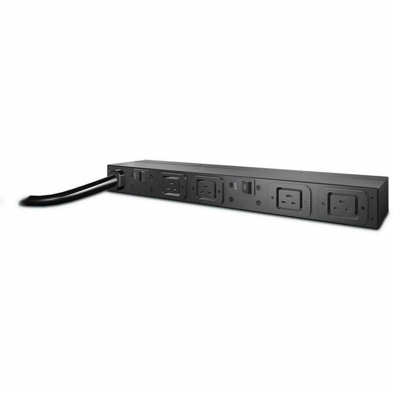 Front view of APC AP9570 Basic Rack PDU showing multiple IEC C19 outlets and power cable