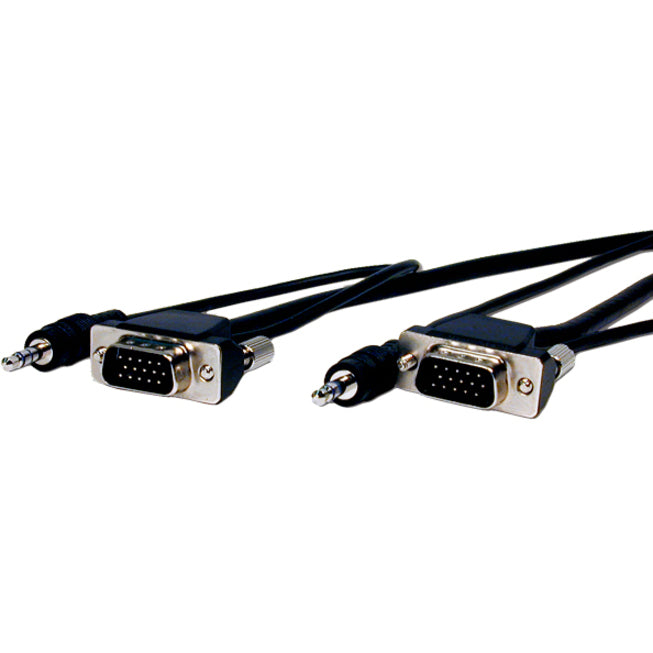 Pro AV/IT Micro VGA HD15 cable with dual male connectors and integrated 3.5mm audio jacks shown against white background-alternate-image1