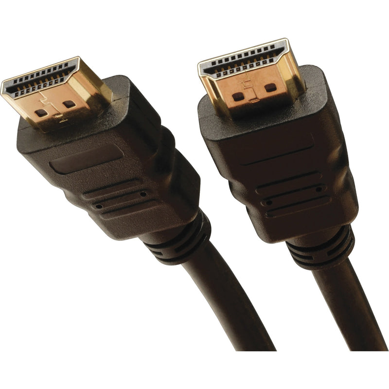 Close-up view of gold-plated HDMI connectors with molded strain relief on black cable