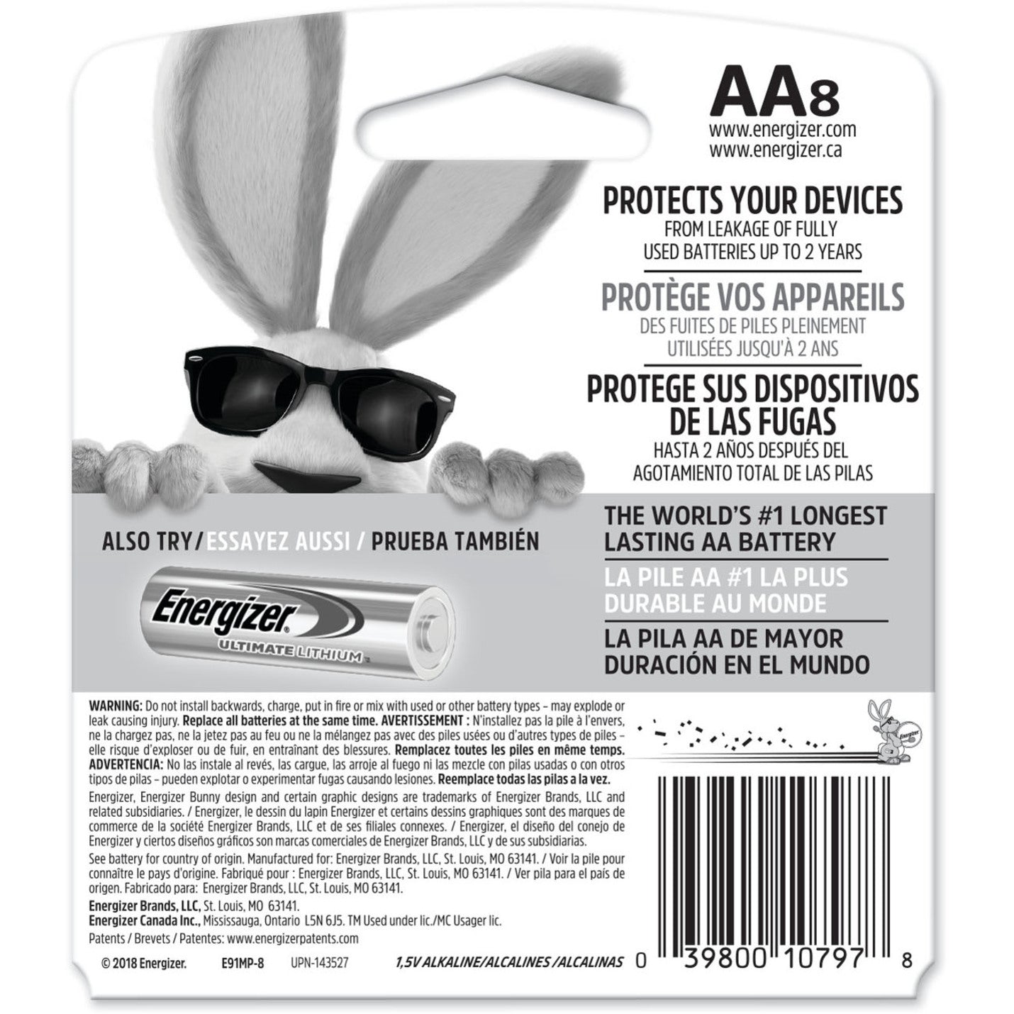 Energizer E91MP-8 MAX Alkaline AA Batteries, Long-lasting Power for Toys, CD Players, Flashlights