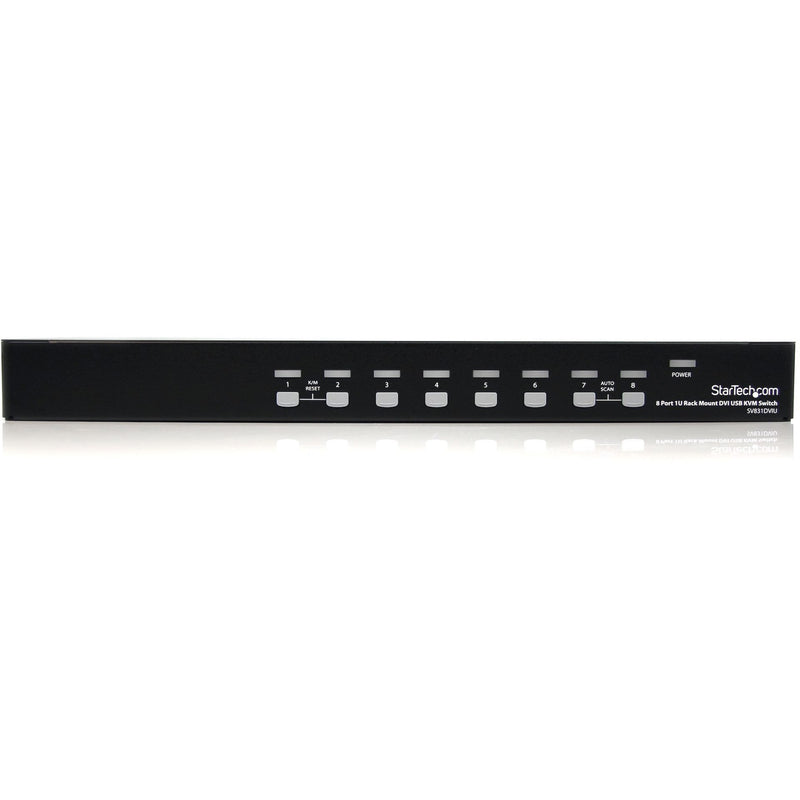 Profile view of StarTech.com KVM switch showing 1U rack height design