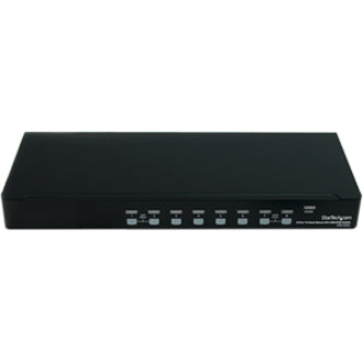 Compact view of StarTech.com 8-port KVM switch showing overall dimensions