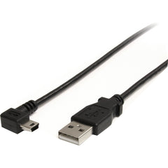 Kabel USB2HABM6RA StarTech.com 6 ft Mini USB - A ke Mini B Sudut Kanan Pengisian Daya Terstruktur Kecepatan Transfer Data 480 Mbit/s