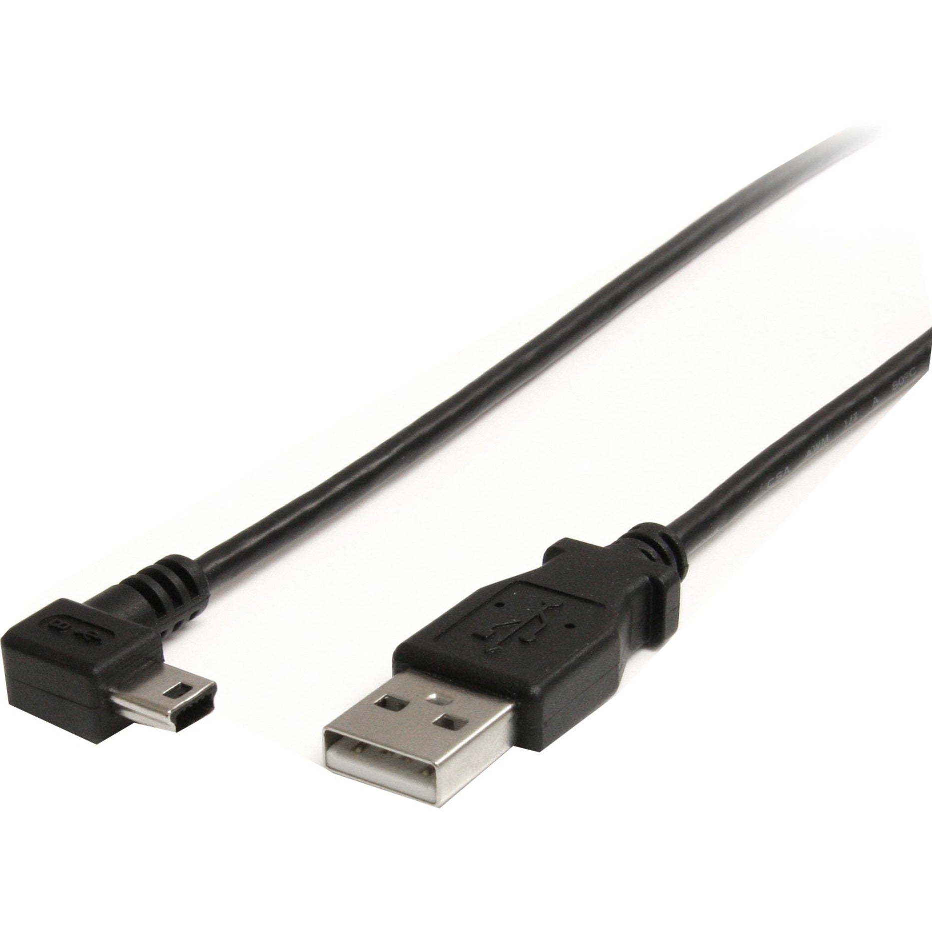 StarTech.com USB2HABM6RA 6 ft Mini USB Cable - A to Right Angle Mini B, Charging, Molded, 480 Mbit/s Data Transfer Rate