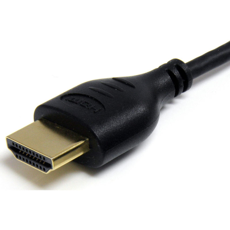 Detailed view of StarTech.com HDMI connector showing strain relief design and gold-plated contacts