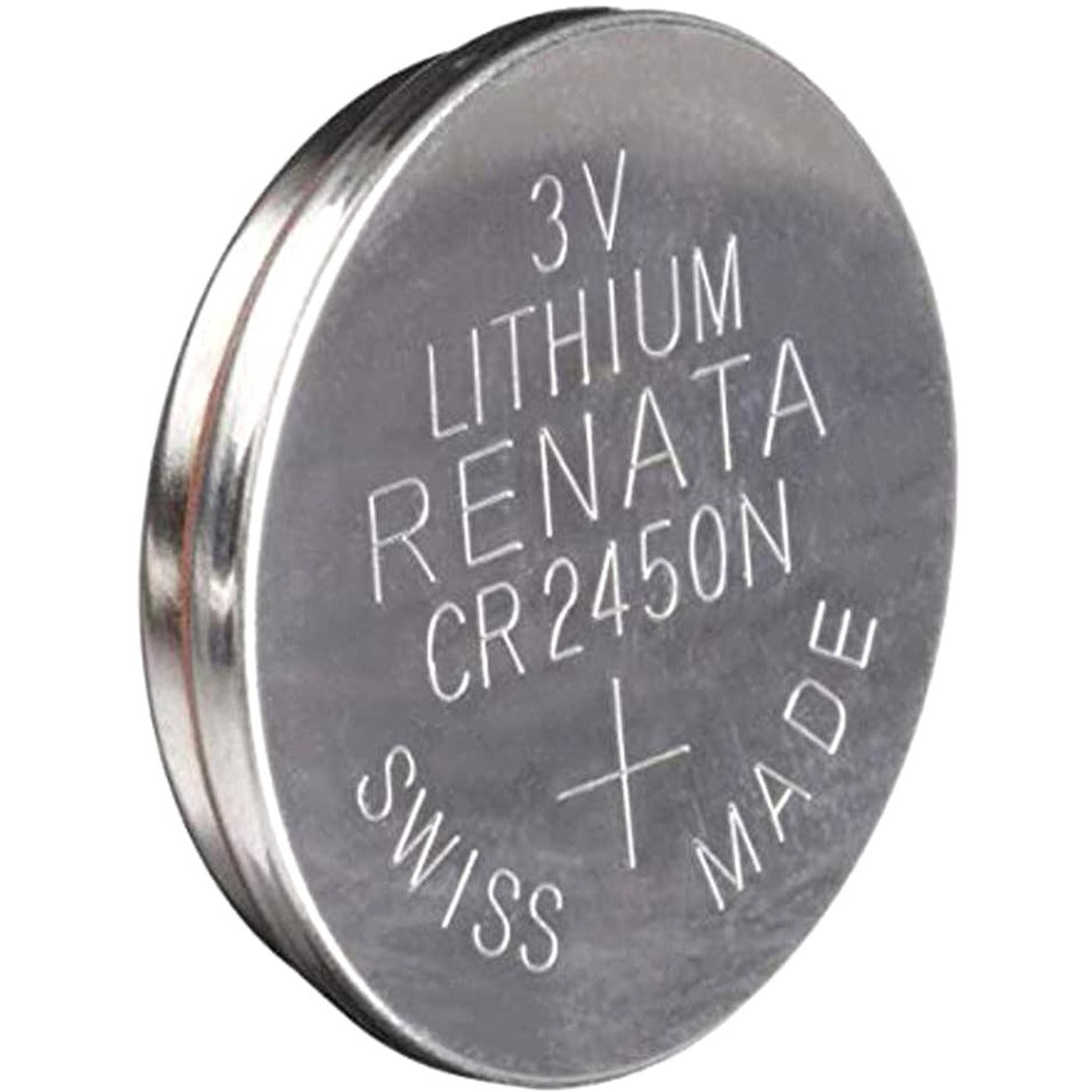 Inovonics BAT609 3V Renata CR2450N lithium coin cell battery showing engraved specifications on metallic surface-alternate-image1