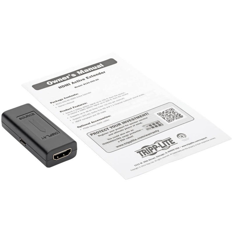 Tripp Lite B122-000-60 HDMI extender with included manual and documentation