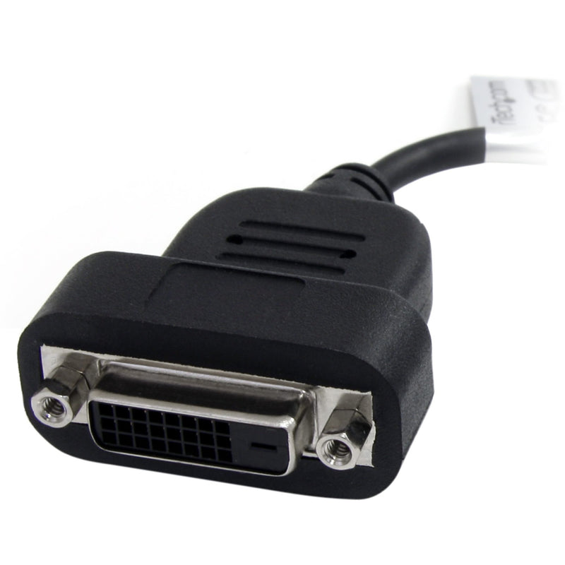 Close-up view of DVI connector end of StarTech.com adapter showing screw-lock mechanism