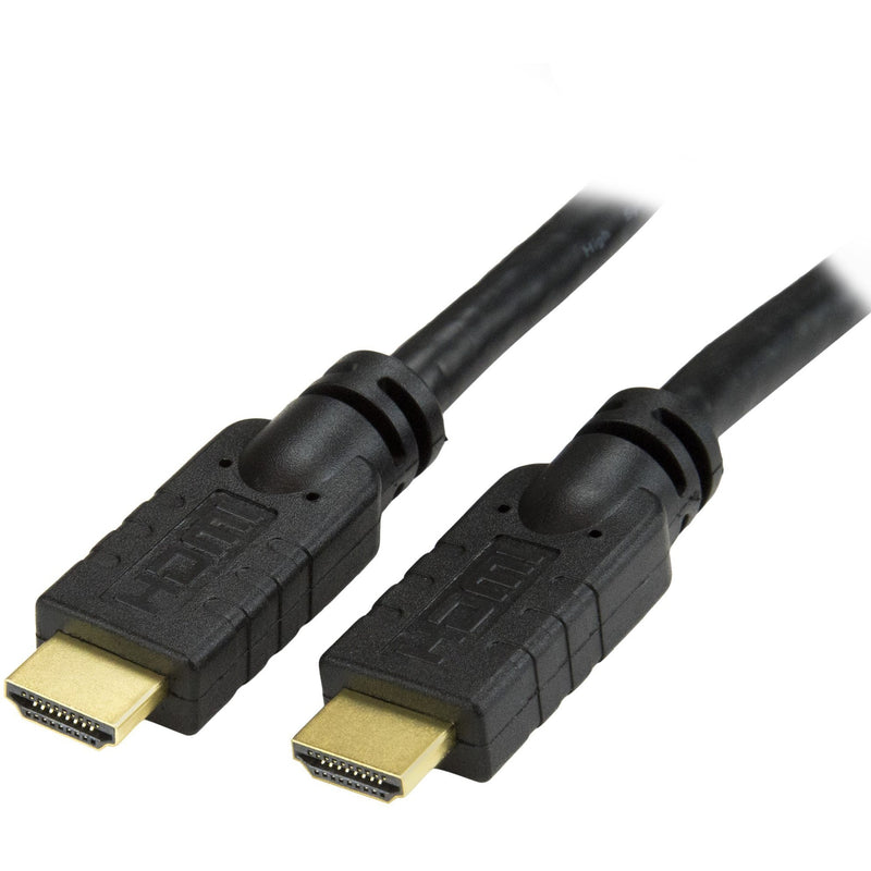 Close-up view of StarTech.com HDMI cable connectors showing gold-plated contacts and durable black housing