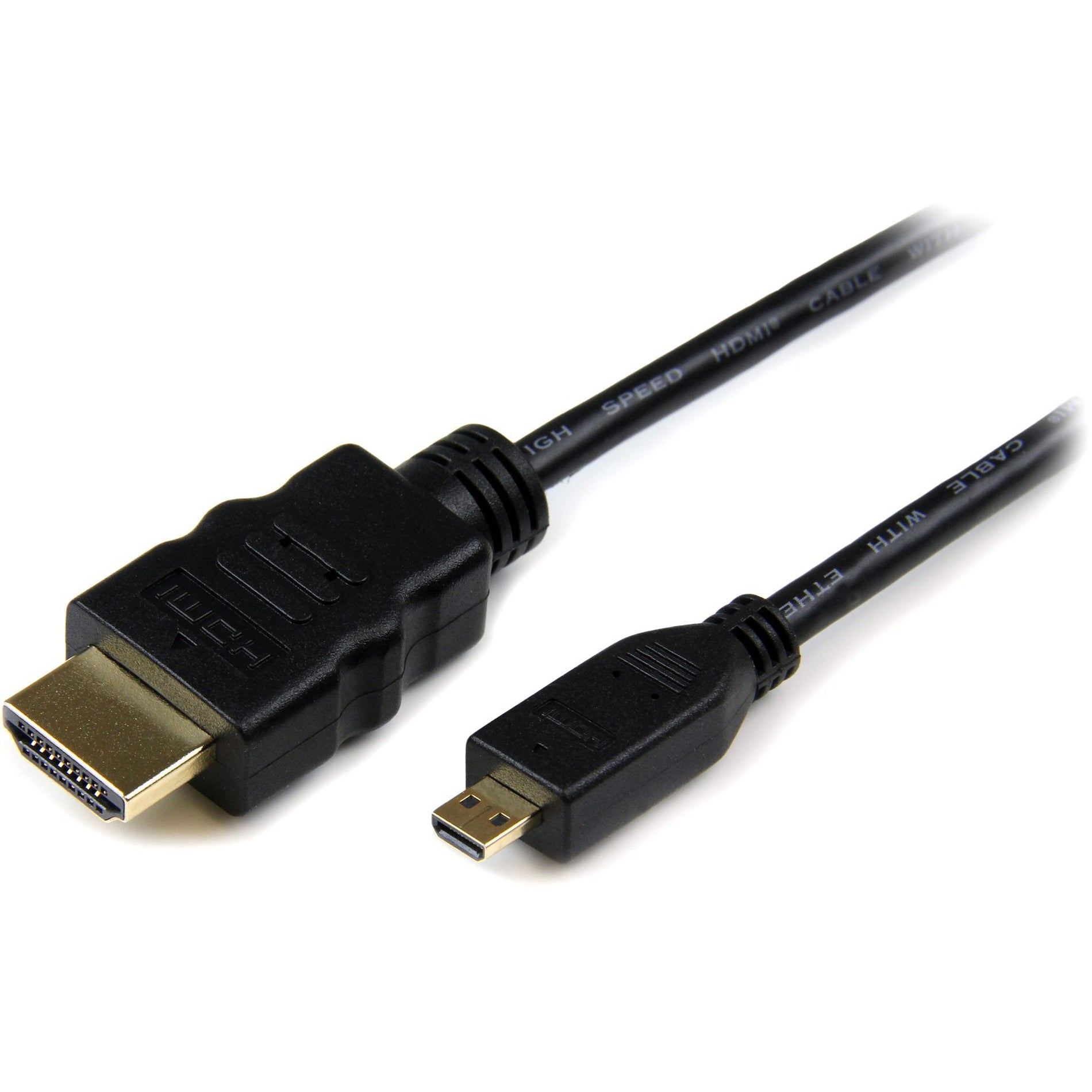 StarTech.com HDMIADMM3 3 ft High Speed HDMI Cable with Ethernet - HDMI to HDMI Micro - M/M 4K Supported Gold Plated Connectors Black Startech.com HDMIADMM3 3フィート ハイスピード HDMIケーブル イーサネット対応 - HDMI to HDMI Micro - M/M 4K対応 ゴールドプレーテッドコネクタ ブラック