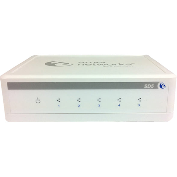 Amer SD5 Ethernet Switch, 5-Port Fast Ethernet Network, Lifetime Warranty