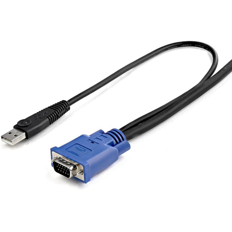 Close-up view of StarTech.com KVM cable USB and VGA connector ends