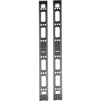 Compact view of dual 42U vertical cable management bars showing mounting pattern and structural design