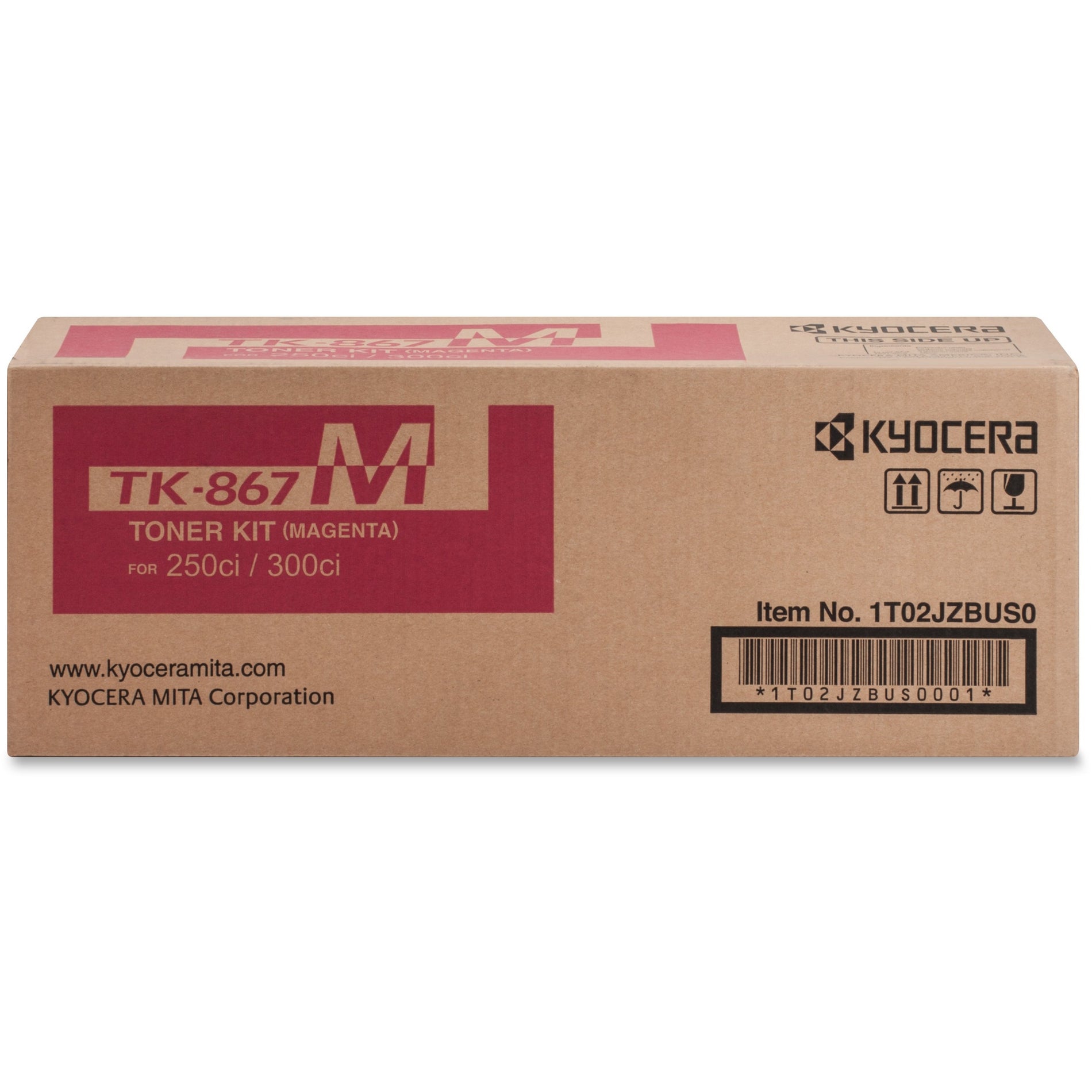 Kyocera TK-867M magenta toner cartridge box showing product details and handling instructions-alternate-image1