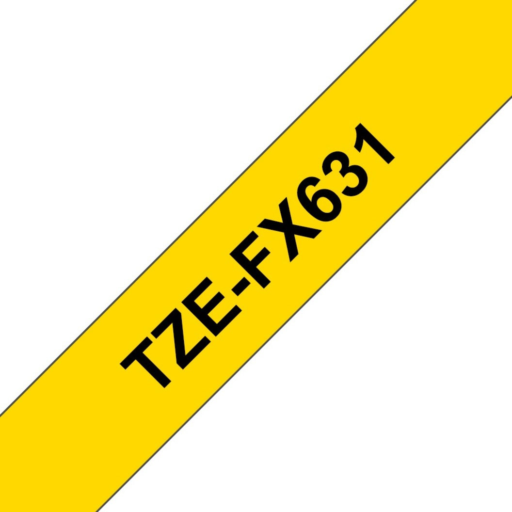 Brother TZE-FX631 TZe-FX631 Flexible Thermal Label, Chemical Resistant, Abrasion Resistant, Fade Resistant, Yellow