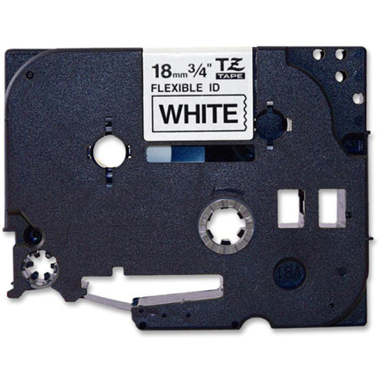 Brother TZe-FX241 flexible tape cassette showing internal mechanism and white tape specifications-alternate-image2