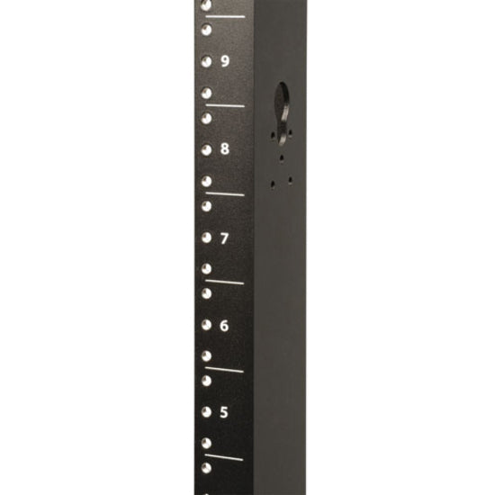 Close-up view of SR4POST1224 rack rail showing numbered U positions and threaded mounting holes-alternate-image2