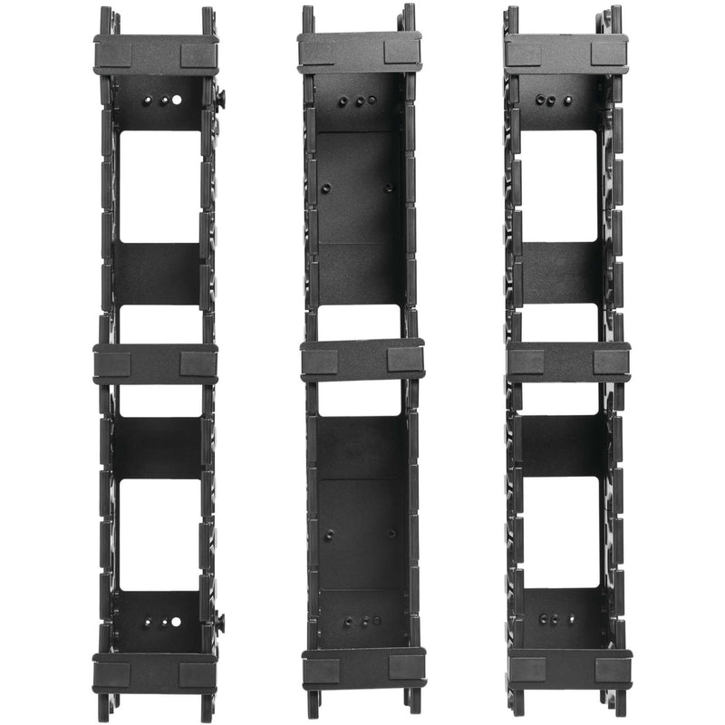 Rear view of cable management sections showing mounting system and configuration options