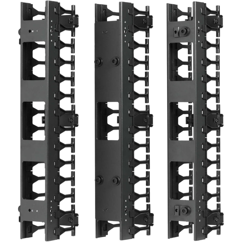 Close-up view of cable manager sections showing finger duct spacing and access points