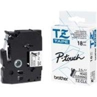 Brother TZECL4 cleaning cartridge showing white tape with blue TZe branding and P-touch label maker compatibility