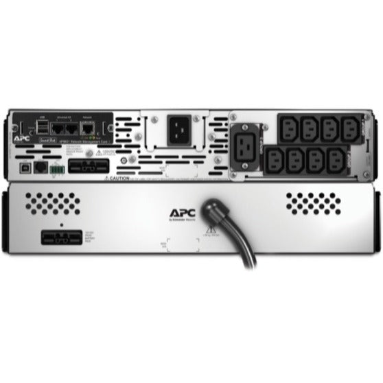 Detailed view of APC Smart-UPS X 3000VA power management system and connections